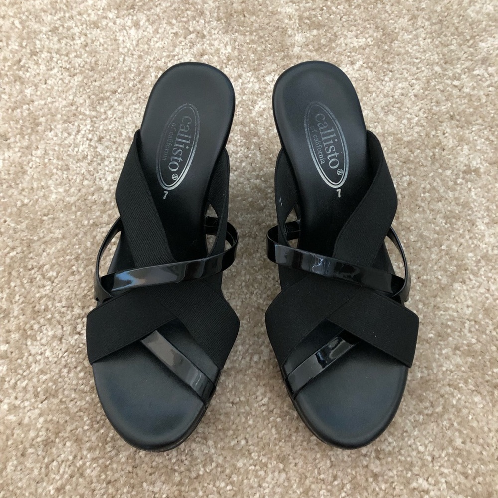 Callisto by California black wedge sandals ☀️ Sz 7